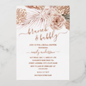 バラゴールドフォイルブランチ及び泡状ブライダルシャワー 箔招待状 (正面)