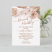 バラゴールドフォイルブランチ及び泡状ブライダルシャワー 箔招待状 (立ち正面)