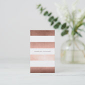 バラゴールドフォイルホワイトストライプトレンディー美容師 名刺 (スタンド正面)