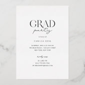 バラゴールドフォイルホワイトミニマモダンリスト卒業 箔招待状 (裏面)