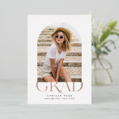 バラゴールドフォイルホワイトミニマモダンリスト卒業 箔招待状 (立ち正面)