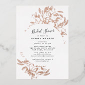 バラゴールドフォイルボタニカルブライダルシャワー招待状 箔招待状 (正面)