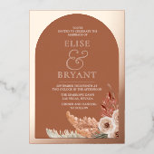 バラゴールドフォイルボホフローラサマー結婚ズ 箔招待状 (正面)