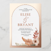 バラゴールドフォイルボホフローラホワ結婚イト 箔招待状 (正面)