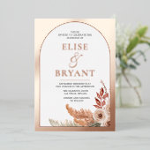 バラゴールドフォイルボホフローラホワ結婚イト 箔招待状 (立ち正面)