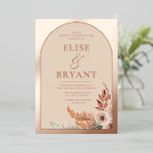 バラゴールドフォイルボホフローラ赤面結婚 箔招待状 (立ち正面)