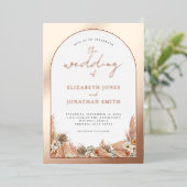 バラゴールドフォイルボホモダンフローラ結婚ズ 箔招待状 (立ち正面)