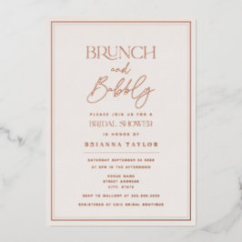 バラゴールドフォイルミニマルエレガントブライダルシャワー 箔招待状