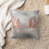 バラゴールドフォイルメタリックメリークリスマスツリー クッション (ブランケット)