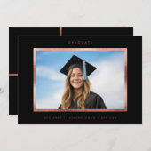 バラゴールドフォイルモダンミニマル卒業写真 案内状 (正面/裏面)