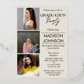 バラゴールドフォイルモダンミニマル卒業写真 箔招待状 (裏面)