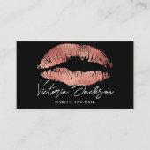 バラゴールドフォイルモダンリップエレガントブラック美しい 名刺 (正面)