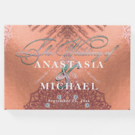 バラゴールドフォイルラグジュアリーエレガントグスタイリッシュラム結婚ズ ゲストブック