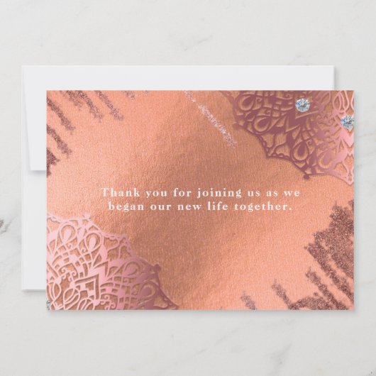 バラゴールドフォイルラグジュアリーエレガントグスタイリッシュラム結婚ズ サンキューカード (裏面)