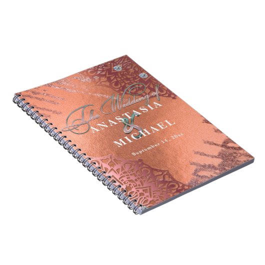 バラゴールドフォイルラグジュアリーエレガントグスタイリッシュラム結婚ズ ノートブック (右側)