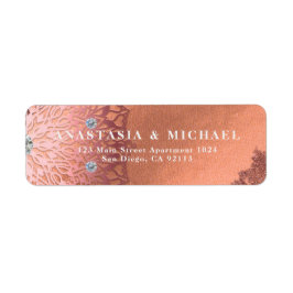 バラゴールドフォイルラグジュアリーエレガントグスタイリッシュラム結婚ズ ラベル