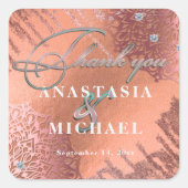 バラゴールドフォイルラグジュアリーエレガントサンキュー結婚ズ スクエアシール (正面)