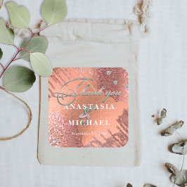 バラゴールドフォイルラグジュアリーエレガントサンキュー結婚ズ スクエアシール