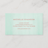 バラゴールドフォイルロータスフラワーグリーンウォーター色 名刺 (裏面)