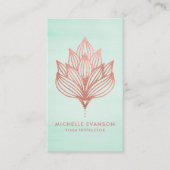 バラゴールドフォイルロータスフラワーグリーンウォーター色 名刺 (正面)