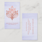 バラゴールドフォイルロータスフラワーパープルウォーター色 名刺 (正面/裏面)