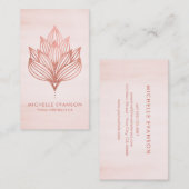 バラゴールドフォイルロータスフラワー赤面ピンク 名刺 (正面/裏面)