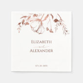 バラゴールドフォイルワイルドフラワー春の結婚式 スタンダードカクテルナプキン (正面)