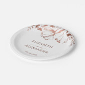 バラゴールドフォイルワイルドフラワー春の結婚式 ペーパープレート (アングル)