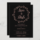 バラゴールドフォイル保存デイトカードリースブラック セーブザデート (正面/裏面)