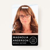 バラゴールドフォイル公証人フォトバーコードロゴ バッジ (正面)