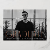 バラゴールドフォイル写真卒業発表 箔招待状 (正面)