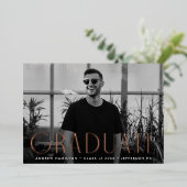 バラゴールドフォイル写真卒業発表 箔招待状 (立ち正面)