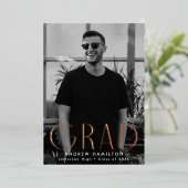 バラゴールドフォイル写真卒業発表 箔招待状 (立ち正面)