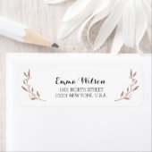 バラゴールドフォイル効果差出人住所ラベルフローラ ラベル (インサイチュ)