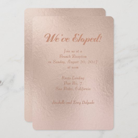 バラゴールドフォイル効果我々が駆け落ちた発表 招待状 (正面/裏面)