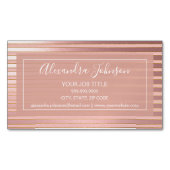 バラゴールドフォイル及びブルゴーニュストライプのプロフェッショナル マグネット名刺 (正面)