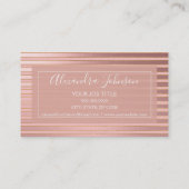 バラゴールドフォイル及びブルゴーニュストライプの美容師 名刺 (裏面)