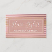 バラゴールドフォイル及びブルゴーニュストライプの美容師 名刺 (正面)