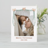 バラゴールドフォイル弓ガーランドメリークリスマスフォト 箔シーズンカード (立ち正面)