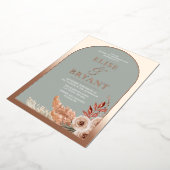 バラゴールドフォイル文字アーチボホフローラ結婚ズ 箔招待状 (回転した状態)