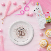 バラゴールドフォイル甘い16日風船パーティーピンク ペーパープレート (パーティー)