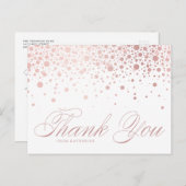 バラゴールドフォイル紙吹雪ドットありがとう ポストカード (正面/裏面)