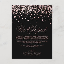 バラゴールドフォイル紙吹雪ブラック結婚ズエロペメント 案内ポストカード