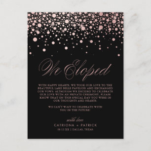 バラゴールドフォイル紙吹雪ブラック結婚ズエロペメント 案内ポストカード