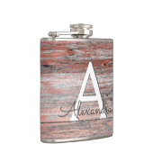 バラゴールドフォイル素朴とウッドモノグラム&イニシャル フラスク (右)