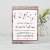 バラゴールドフォイル素朴ウッド – Ohベビーシャワー 招待状 (スタンド正面)