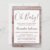 バラゴールドフォイル素朴ウッド – Ohベビーシャワー 招待状 (正面)