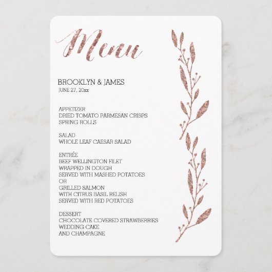 バラゴールドフォイル結婚エフェクトのメニューフローラ メニュー (正面)