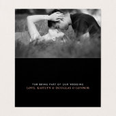 バラゴールドフォイル結婚スクリプトのサンキューカード 名刺 (内部フラット)