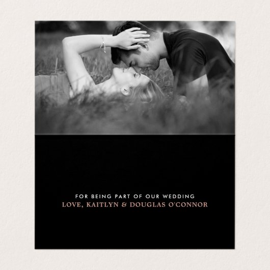 バラゴールドフォイル結婚スクリプトのサンキューカード 名刺 (内部フラット)